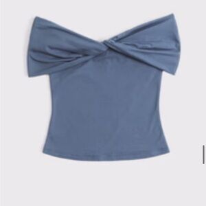 Abercrombie & Fitch Off-Shoulder Twist Top - Slate Blue